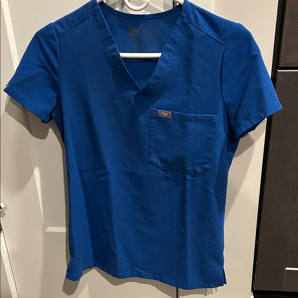 Figs Royal Blue Scrub Top with Pocket